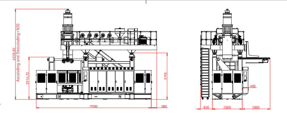 250L accumulate chemical barrel special blow molding machine